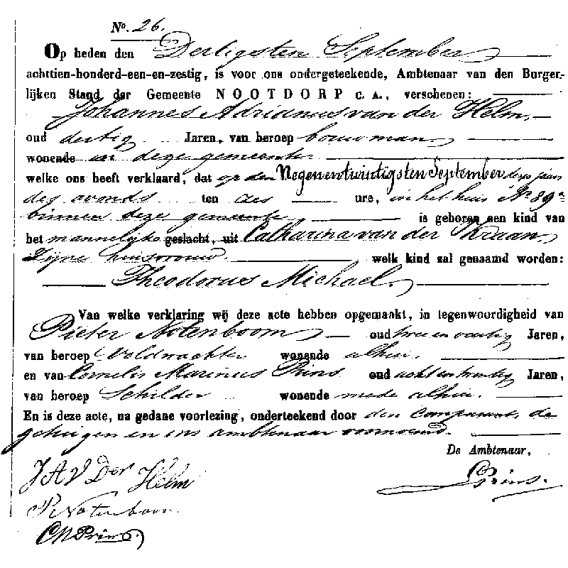 18611130 geb akte 26 Theodorus M zv JA vd Helm - C vd Kraan